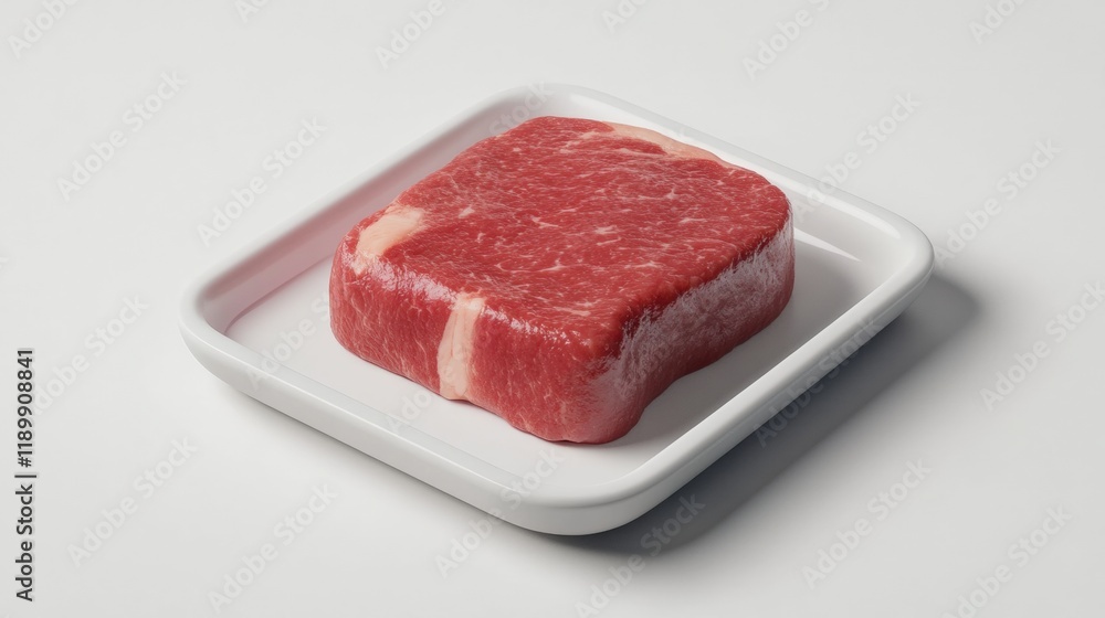 A plate of raw meat isolated on white background A plate of raw meat isolated on white background