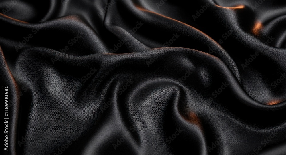 Fototapeta premium Luxurious Black Silk Fabric Close Up Texture Background