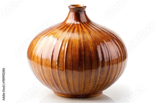Onion Shaped Brown Ceramic Vase,  Isolated Brown Pottery,  Unique Home Decor,  Elegant Vase Design,  Brown Ceramic Vessel