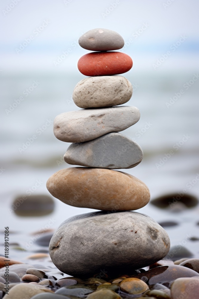 Balanced pebble stones stack. Balanced pebble stones stack.