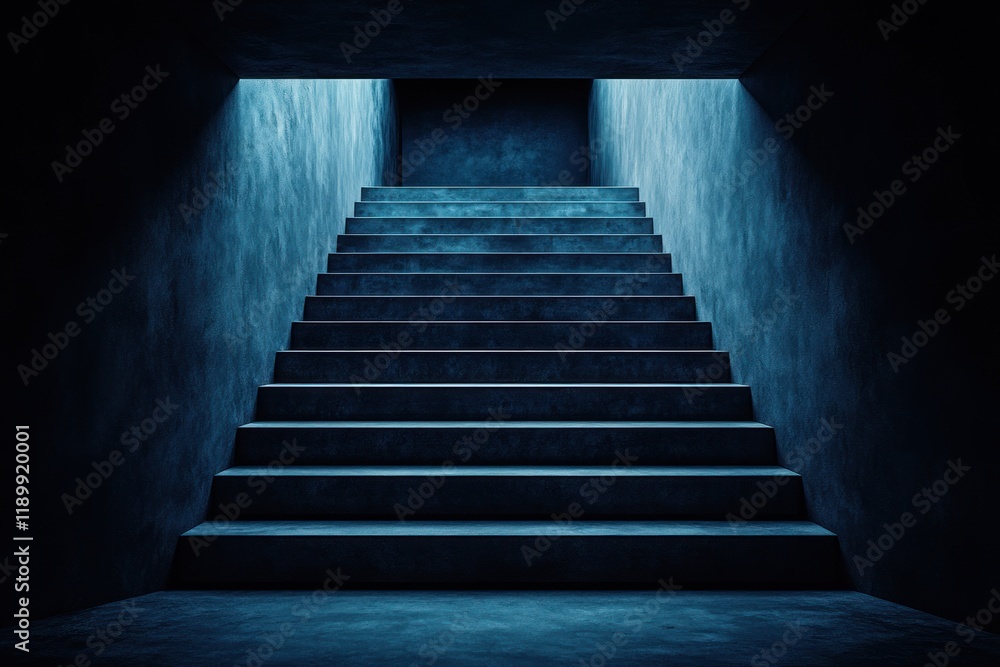 Surreal Staircase in Dark Void Rising Man Infinite Illusion Surreal Staircase in Dark Void Rising Man Infinite Illusion