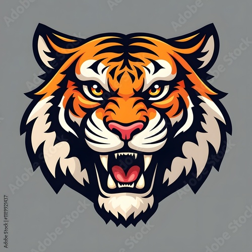 tiger head mascot detailed illustration