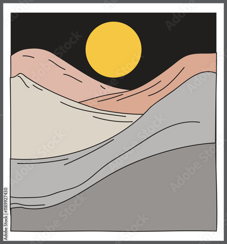 Sand dunes in abstract line Dzigh style 1