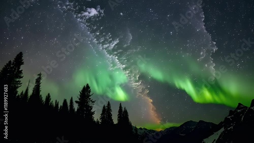 Starry Sky with Aurora