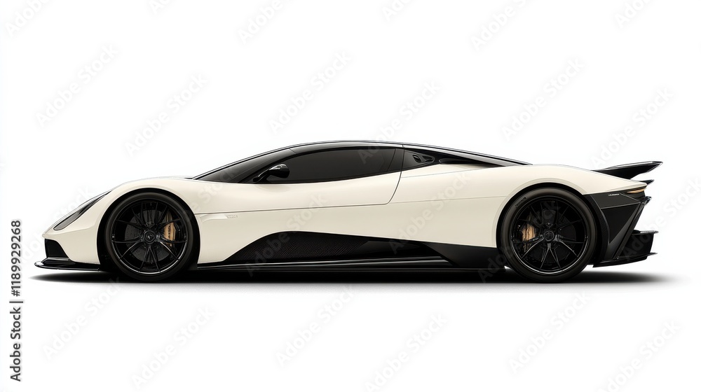 Obraz premium Sleek White Sports Car with Modern Design and Unique Features