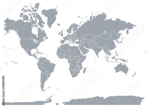 World map or mapa mundi on a white colored background