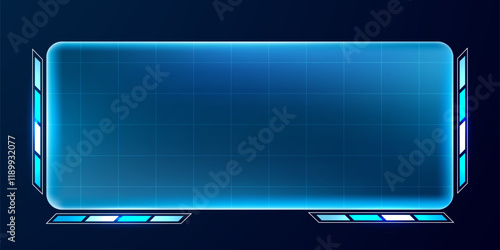 Futuristic hud screen or technology box blue light interface cyberpunk vector editable