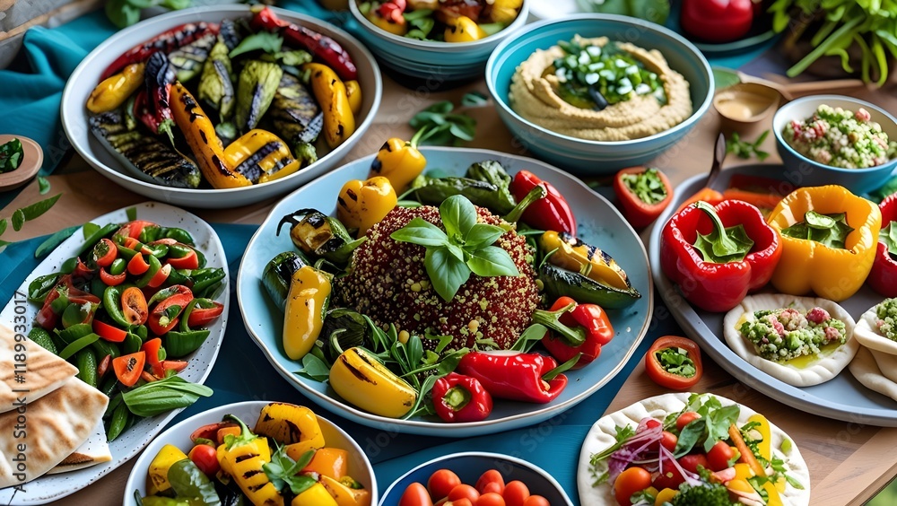 Vegetarian Feast Salad with vegetables and fruits Vegetarian Feast Salad with vegetables and fruits