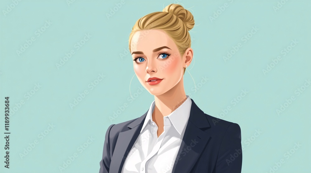 Professional business portrait of a blonde businesswoman against pastel background Professional business portrait of a blonde businesswoman against pastel background