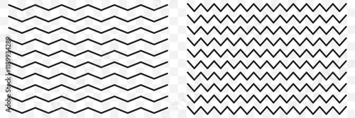 Wave line and wavy zigzag lines. Black curved lines pattern in abstract style. Horizontal geometric decoration element. Vector illustration. eps 10.