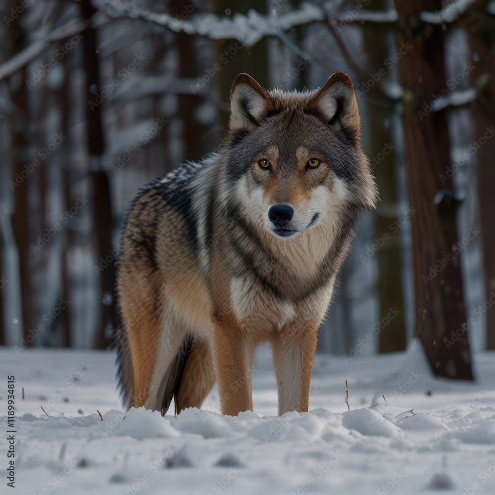 Fototapeta premium Dark silhouette hunter dense forest