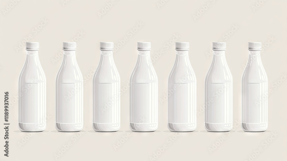 54.An array of milk bottles with varied heights and volumes, arranged diagonally in a vector style, with attention to detail in the bottle caps and labels. 54.An array of milk bottles with varied heights and volumes, arranged diagonally in a vector style, with attention to detail in the bottle caps and labels.