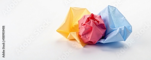 crumpled paper ball isolated on white background , folded, paper photo