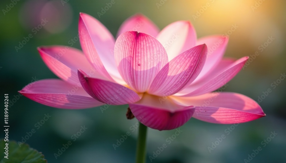 Delicate pink petals unfolding from a central hub, peaceful scene, serene background, serene landscape Delicate pink petals unfolding from a central hub, peaceful scene, serene background, serene landscape