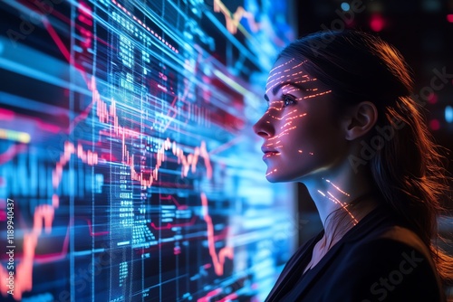 Wallpaper Mural An AIgenerated world business chart with stock market and forex data, glowing lines and economic trends displayed in a sleek, futuristic digital design Torontodigital.ca