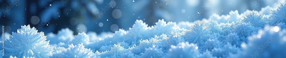Obraz premium Frozen landscape with intricate ice crystals and snowflakes, winter, icy, crystal