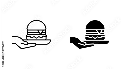 Food donations icon set, charity line collection Box with love. vector illustration on white background. humanitarian volunteer activity.