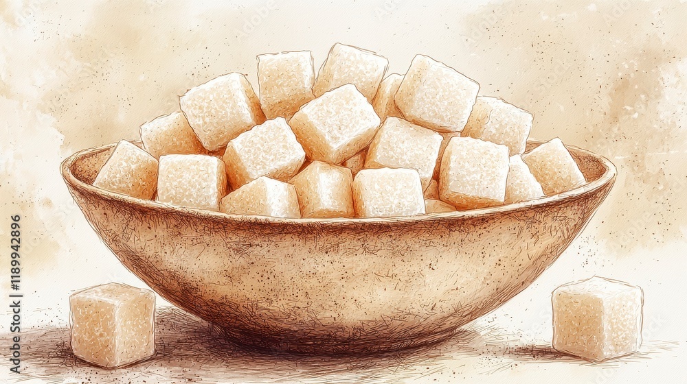 Bowl of white sugar cubes. (2) Bowl of white sugar cubes. (2)