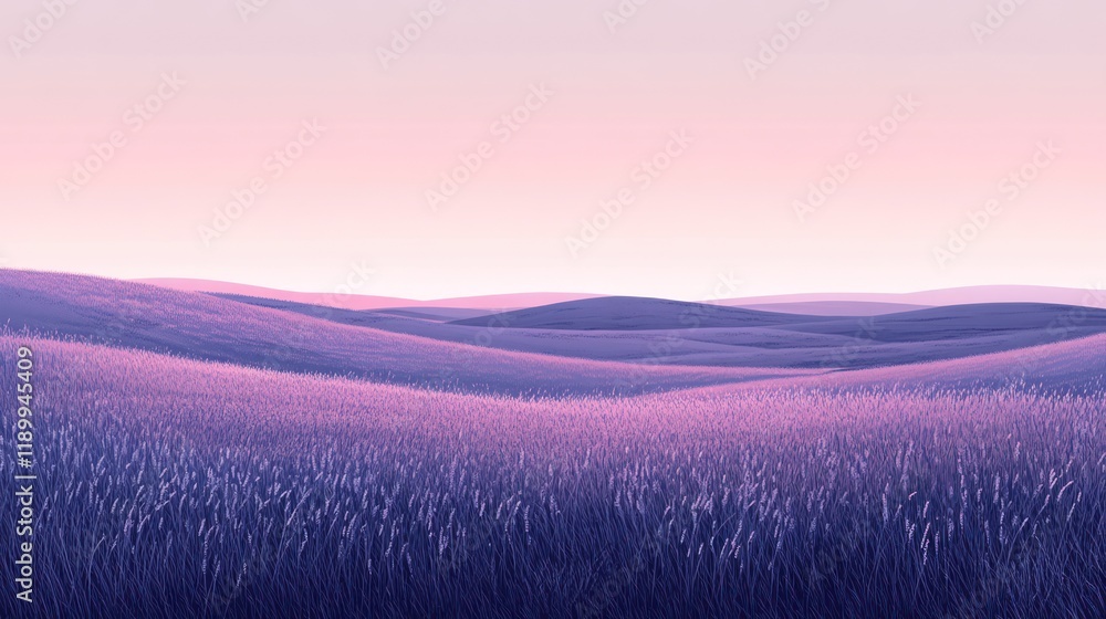 Fototapeta premium Serene purple landscape at sunset.