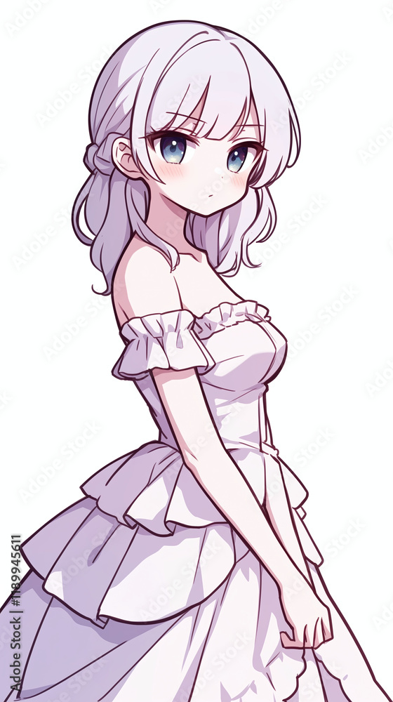Elegant Anime Girl in a Delicate Lavender Dress Elegant Anime Girl in a Delicate Lavender Dress