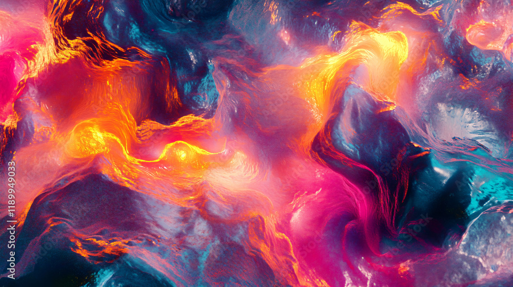 Fototapeta premium Abstract visuals blending neon lights and textured backgrounds.