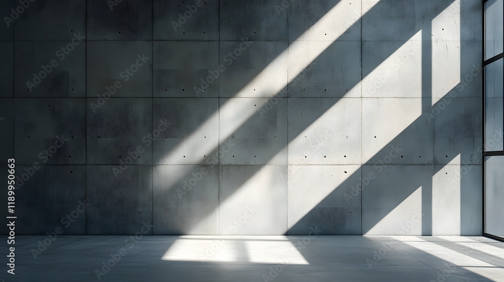 Concrete Room With Sunlight Streaming Through Window Concrete Room With Sunlight Streaming Through Window