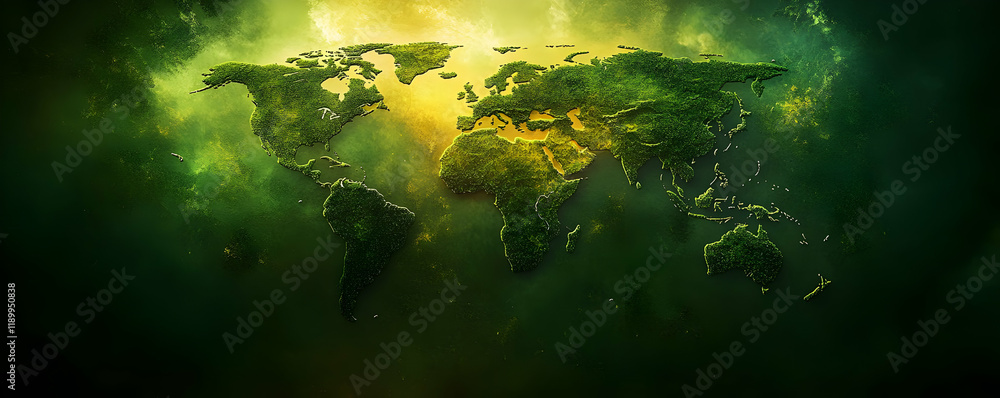 Fototapeta premium Green Earth, cosmic backdrop, global view