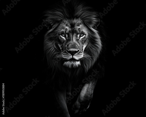 A lion is staring at the camera with its mouth open