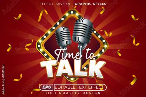 Editable 3d text effect time to talk
