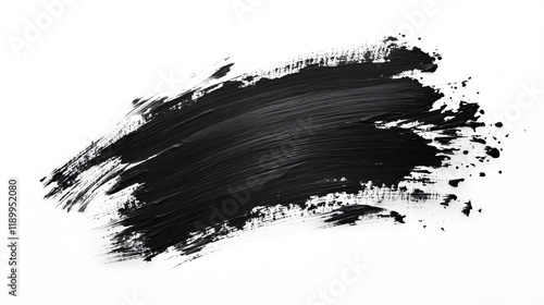 Black brush strokes from oil paints on white paper, creating an abstract creative background
