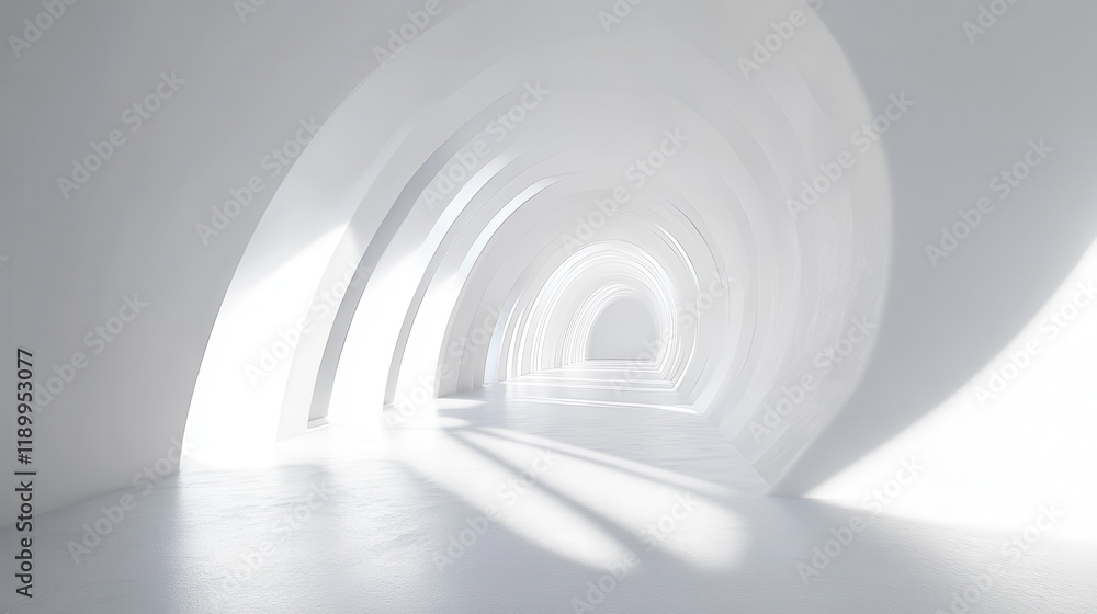 Fototapeta premium 3D render of an abstract futuristic background with white lines and empty space