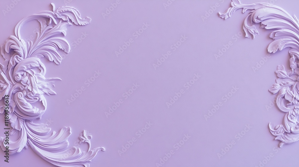 Lavender Background With Ornate Decorative Moldings