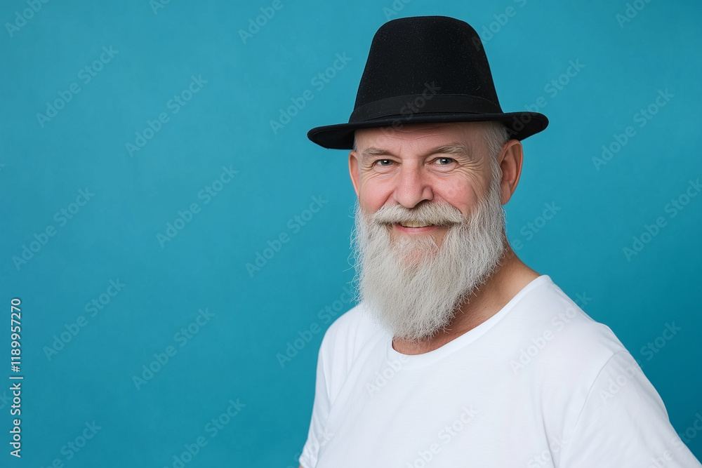 Happy old man isolated on a color background Happy old man isolated on a color background