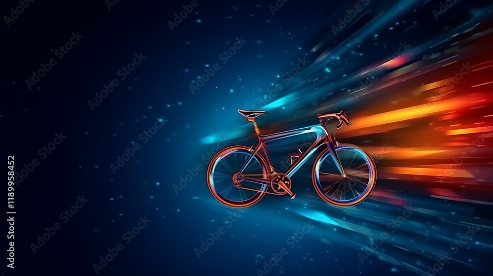 Fototapeta premium Racing Bicycle In Motion Dynamic Speed Blurred Background