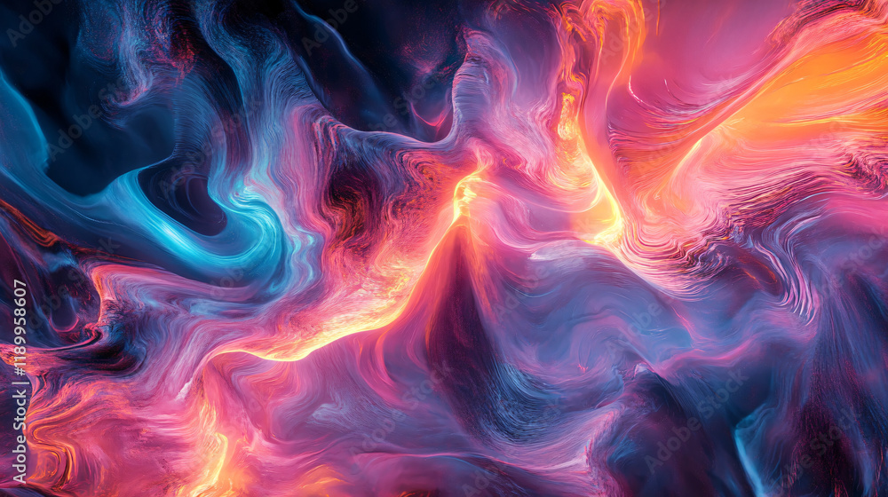 Fototapeta premium Abstract visuals blending neon lights and textured backgrounds.