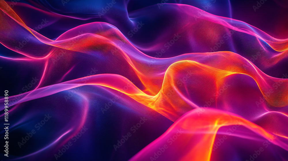 Obraz premium Abstract visuals blending neon lights and textured backgrounds.