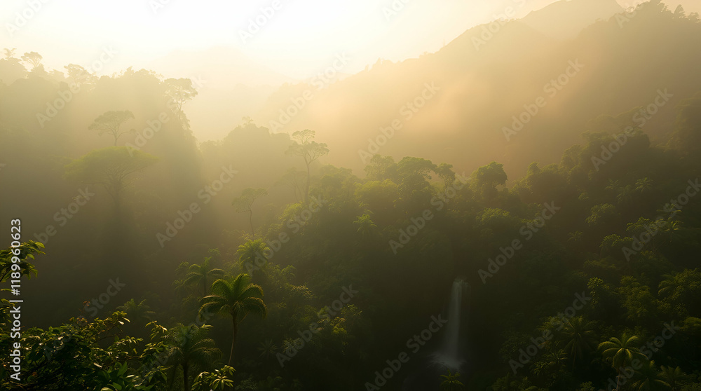 Obraz premium misty morning in the forest