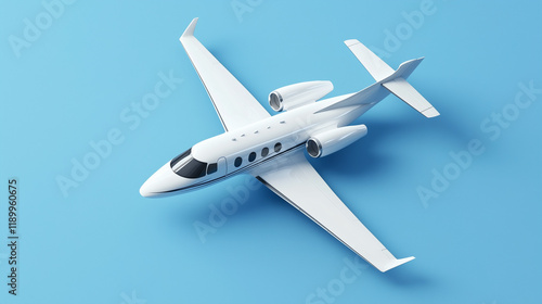 White airplane isolated on a blue background