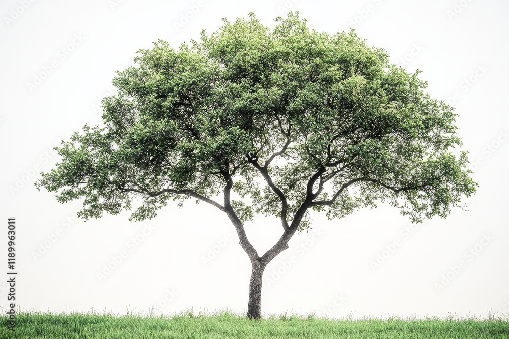 Obraz premium Beautiful green tree isolated on a white background with no shadow, in transparent PNG format, cut-out image for clean display.