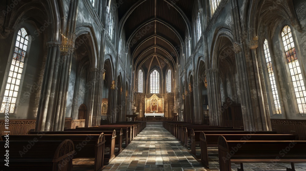 Fototapeta premium Grand church interior, serene and calm