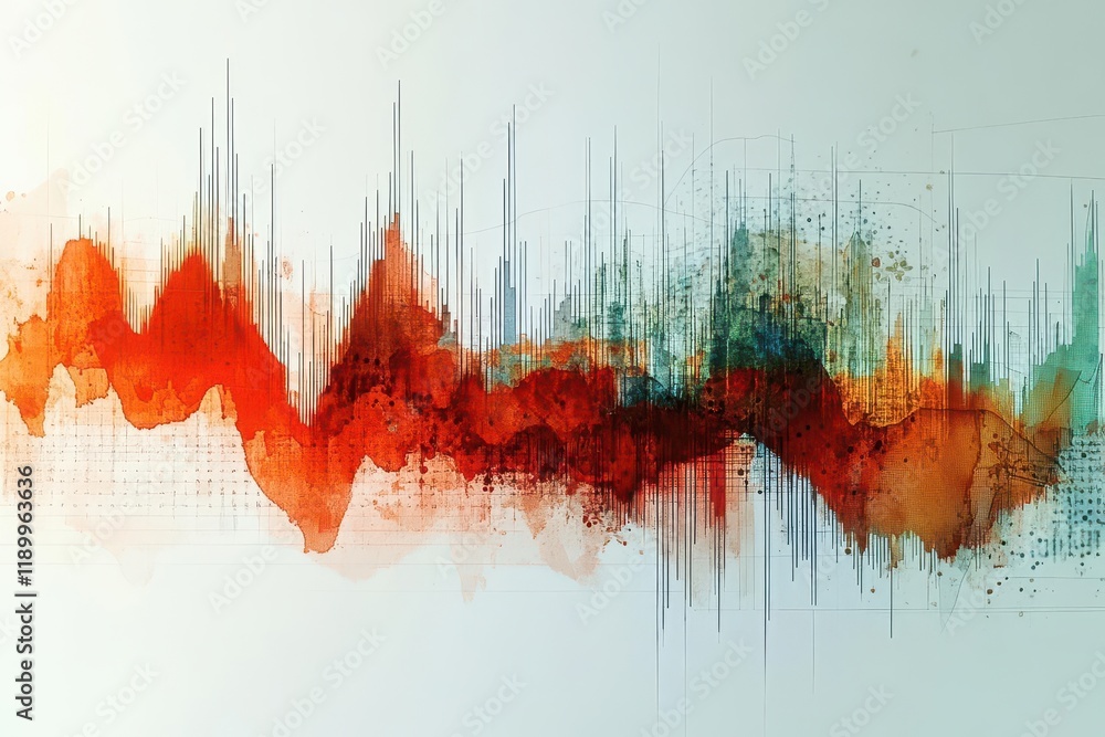 Fototapeta premium graph showing economic recession multiple exposure