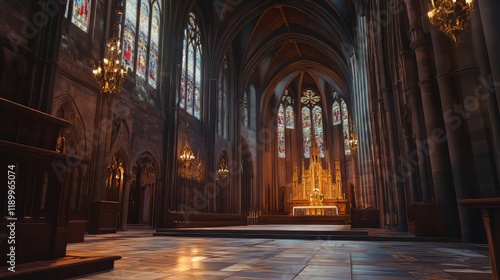 Serene interior of a grand cathedral