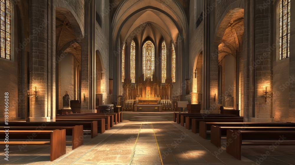 Obraz premium Tranquil interior of a grand cathedral