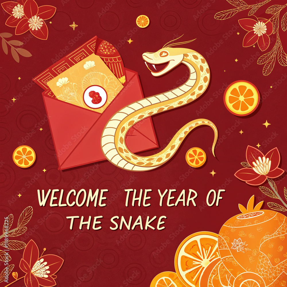 Chinese new year card with snake
