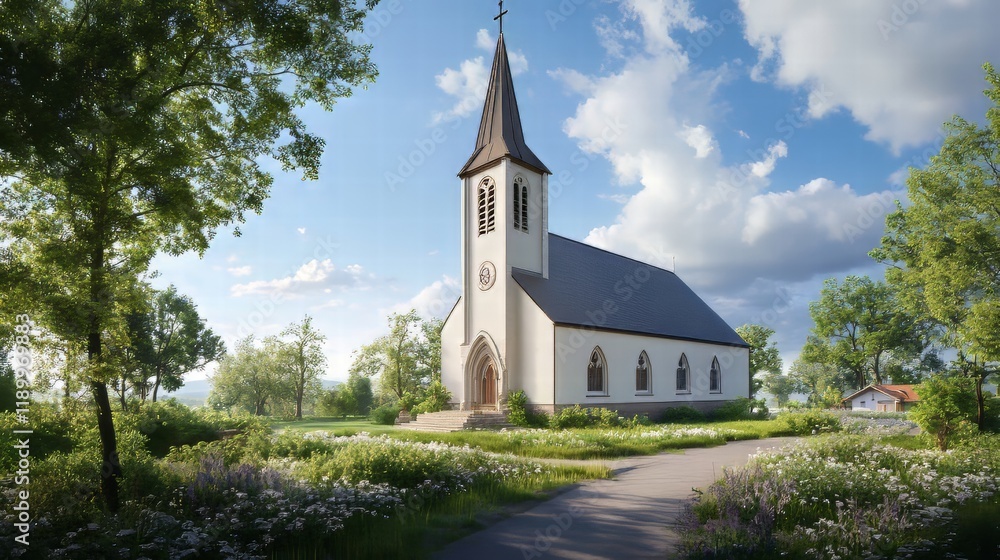 Naklejka premium Country church on a sunny day