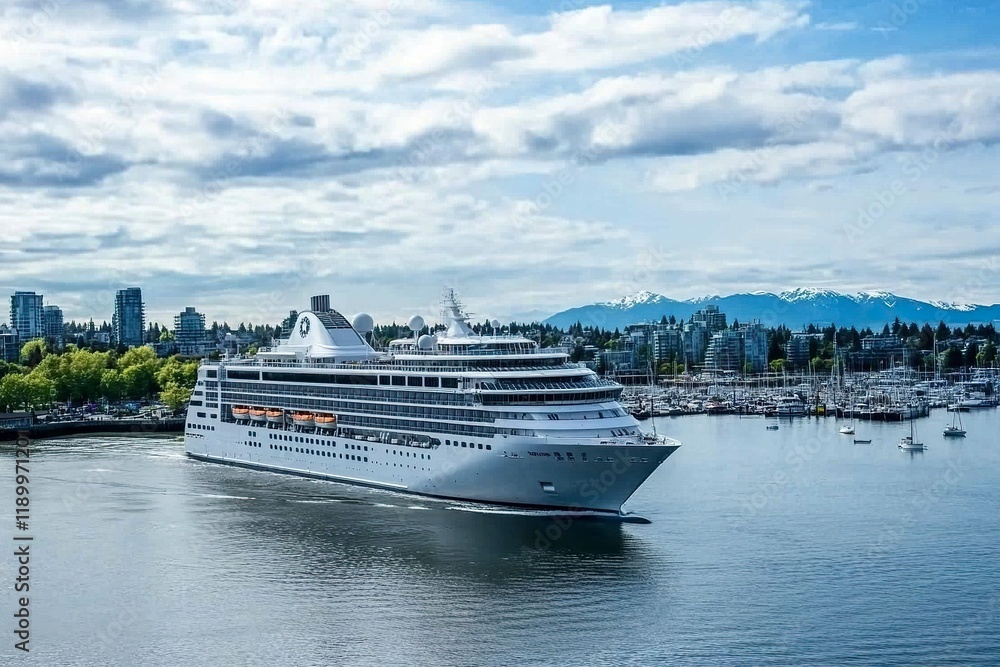 VICTORIA, BC, CANADA-MAY 17 2016.Seven Seas Mariner in Victoria. Each year hundreds of cruise ships docks in for a day or two / few hours. Ogden Point is also the place to see with generative ai VICTORIA, BC, CANADA-MAY 17 2016.Seven Seas Mariner in Victoria. Each year hundreds of cruise ships docks in for a day or two / few hours. Ogden Point is also the place to see with generative ai