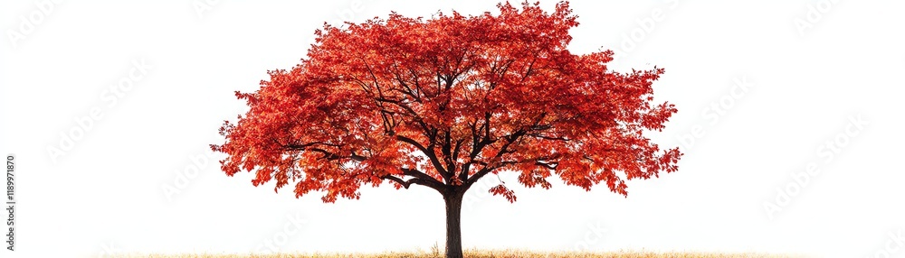 Vibrant red autumn tree, isolated on a white background. Vibrant red autumn tree, isolated on a white background.
