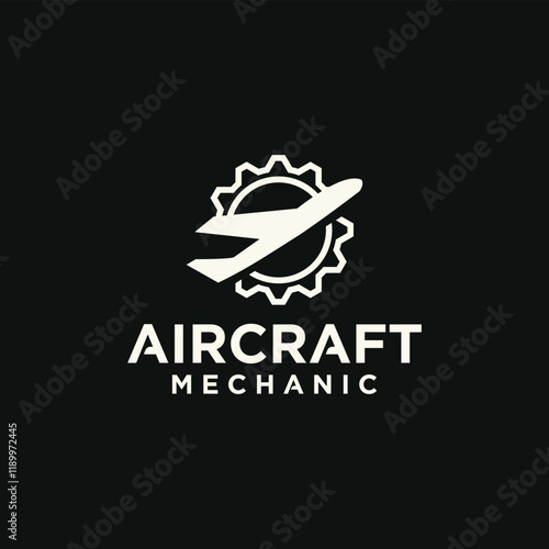 Aircraft mechanical technology logo, domestic and private aircraft spare parts logo symbol.