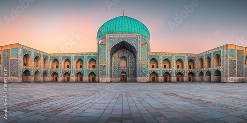 Sunrise at Uzbekistan's Nadir Divan-Begi Madrasah