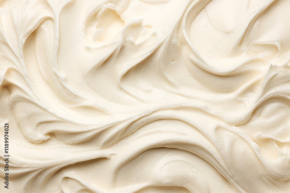 Obraz premium Close up of whipped cream background. Top view, flat lay.